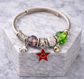 Crimson Star Charm Bracelet – Stainless Steel