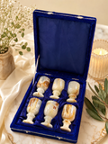 White Marble Goblet Set – 6-Piece Marble Cups with Luxury Velvet Gift Box