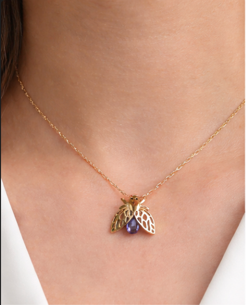 Golden Bee Pendant Necklace