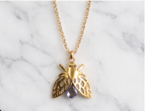 Golden Bee Pendant Necklace