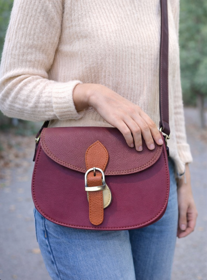 Genuine Leather Classic Saddle Crossbody Bag