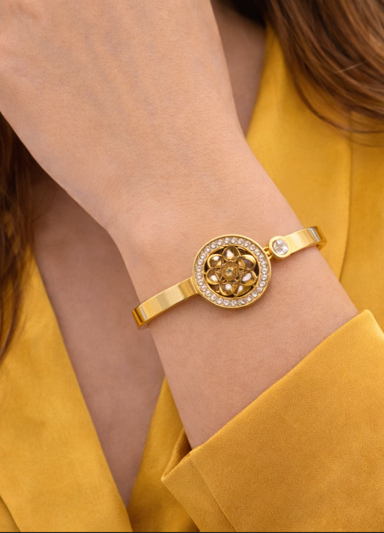 Golden Harmony Geometric Bangle