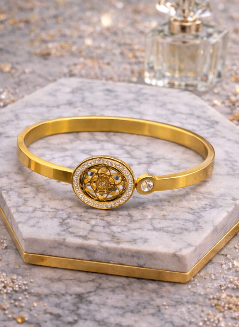 Golden Harmony Geometric Bangle