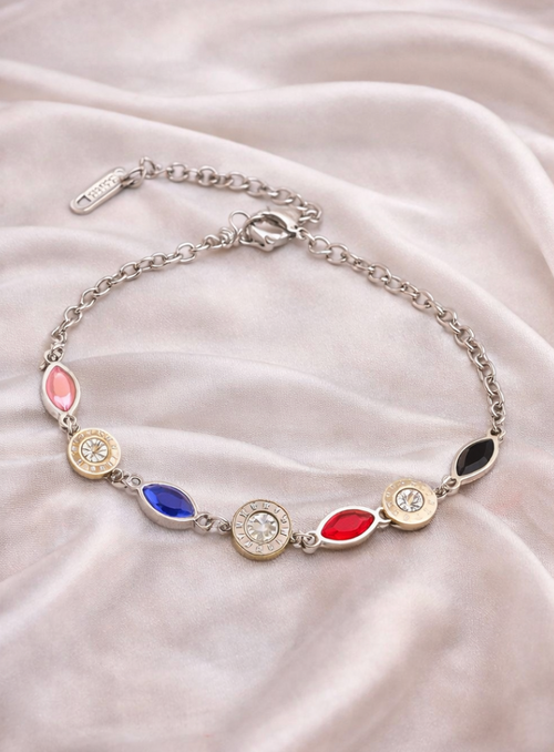 Aurora Multicolor Crystal Bracelet – Silver