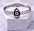 Silver Evil Eye Bangle