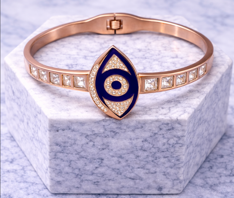 Rose Gold Evil Eye Bangle