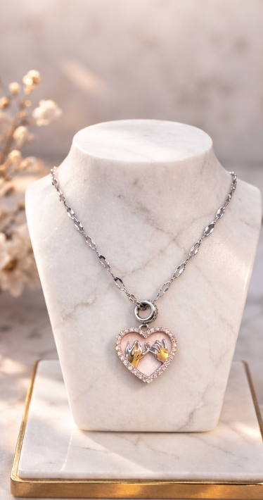 Silver Chain Heart Pendant Necklace – Stainless Steel