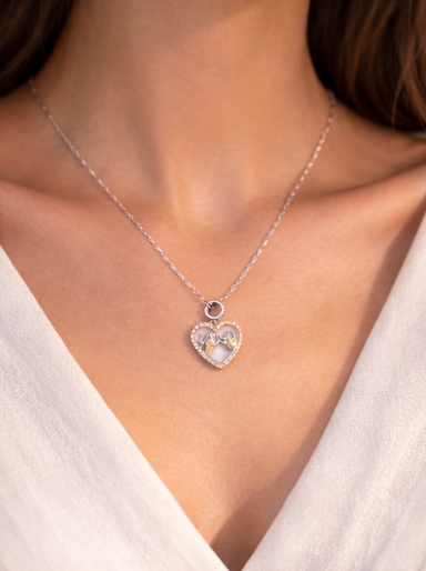Silver Chain Heart Pendant Necklace – Stainless Steel