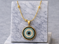 Gold Evil Eye Pendant Necklace – Stainless Steel Protection Charm