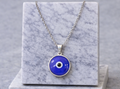 Blue Evil Eye Pendant Necklace – 925 Sterling Silver Chain