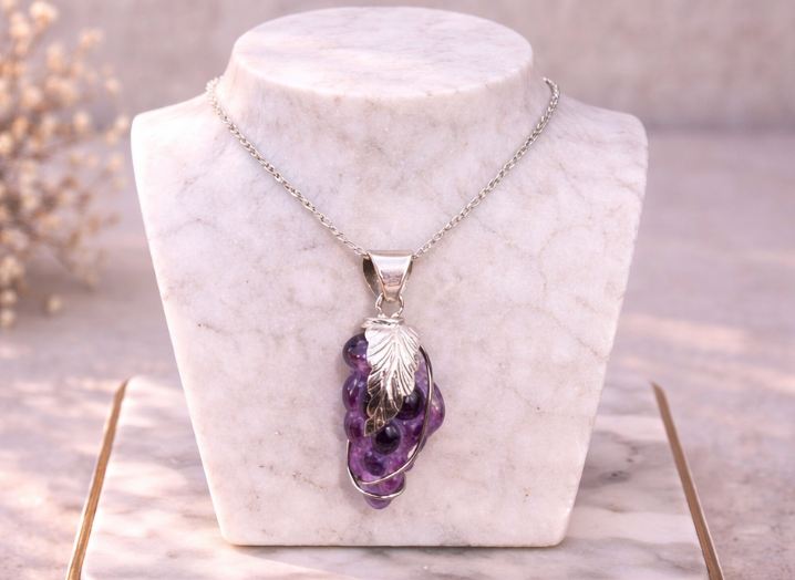 Amethyst Grape Cluster Pendant – Sterling Silver 925