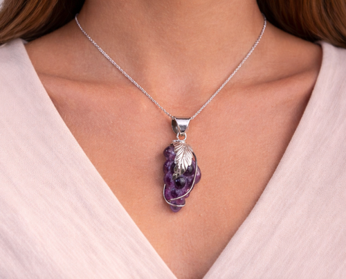 Amethyst Grape Cluster Pendant – Sterling Silver 925
