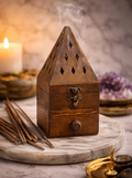 Wooden Incense Burner Box with Smoke Vent