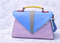 Genuine Leather Geometric Flap Handbag
