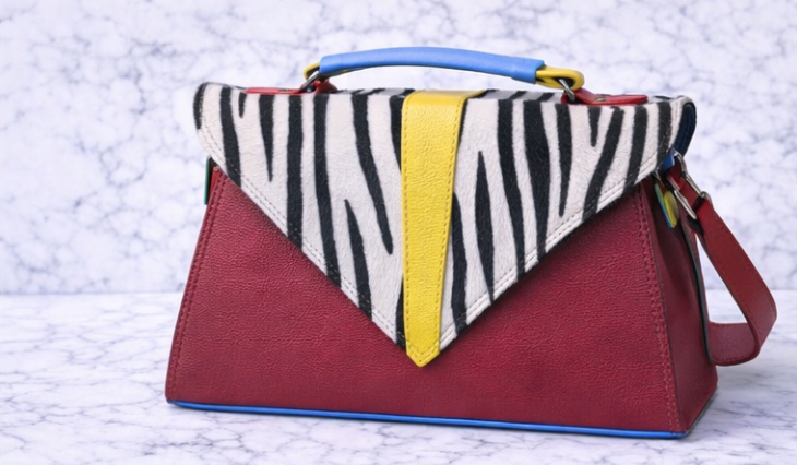 Genuine Leather Geometric Flap Handbag