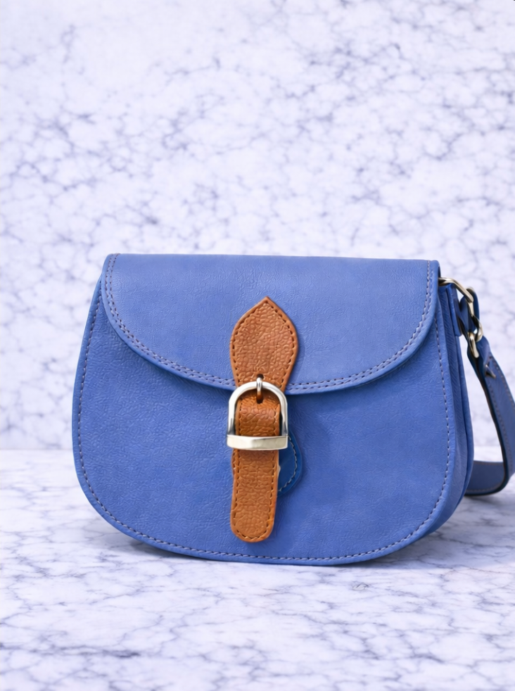 Genuine Leather Classic Saddle Crossbody Bag