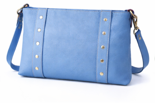 Genuine Leather Stud Detail Crossbody Bag