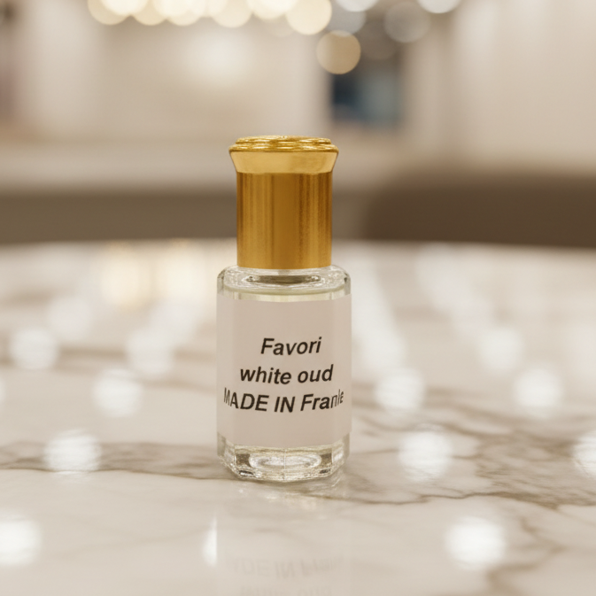 White oud perfume on marble
